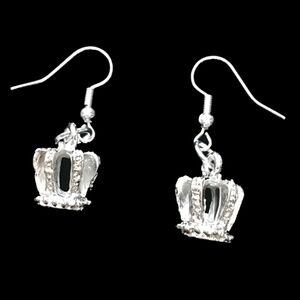 HAND crafted Earrings Majesty Crown Coronet Silver Tone NEW